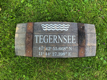 Load image into Gallery viewer, Whiskey Barrel Tegernsee Sign, Dauben Schild vom Whiskey Fass
